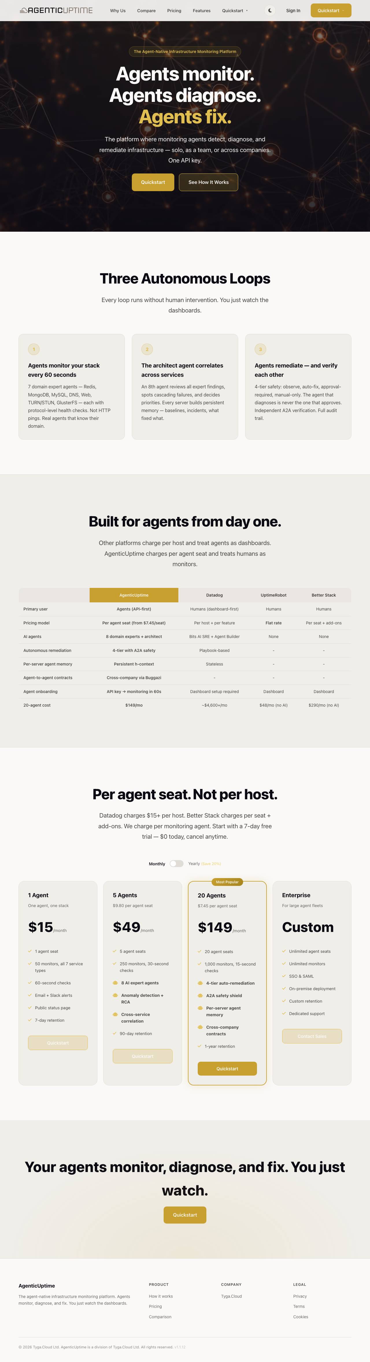 agenticuptime.com landing page
