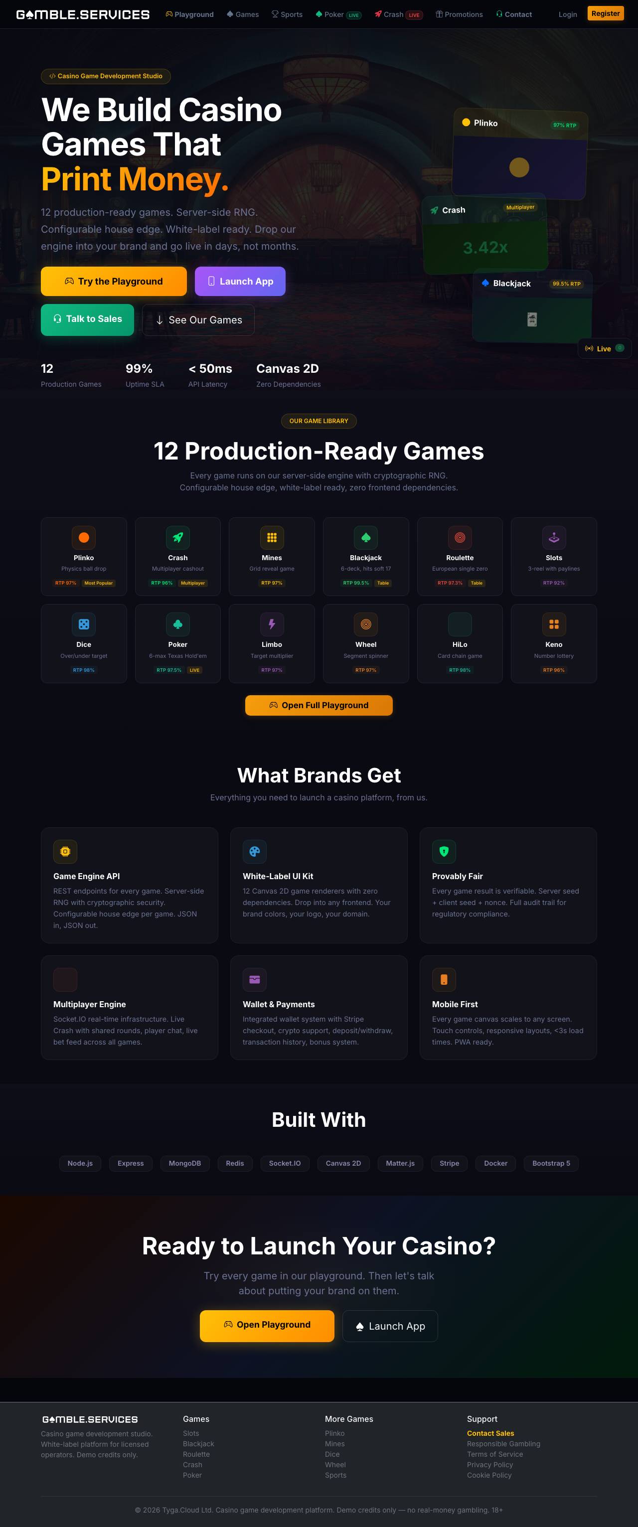 gamble.services landing page